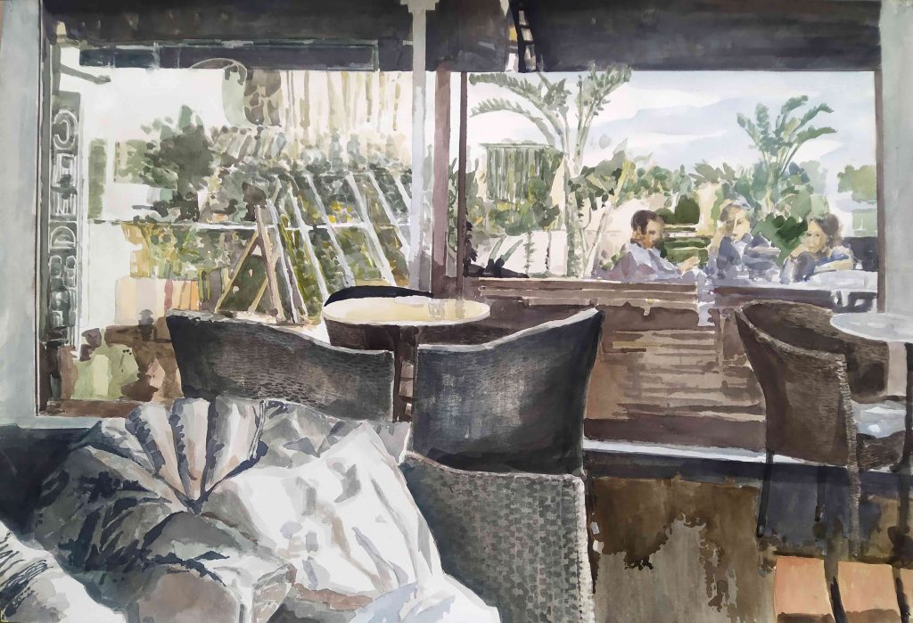 REflejos, acuarela sobre papel, 100x70 cm